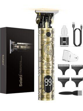 Professional Cordless Hair Clippers for Men, Zero Gap T-Blade Trimmer & Beard